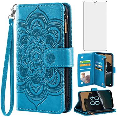 Imagem de Asuwish Capa de telefone para Nokia G400 5G capa carteira com protetor de tela de vidro temperado e flor de couro flip porta-cartão de crédito suporte fólio compartimento bolsa acessórios para celular