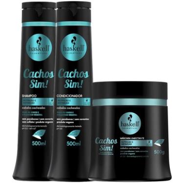 Imagem de Kit Haskell Cachos Sim Shampoo 500ML 1 Condicionador 500ML 1 Mascara 5