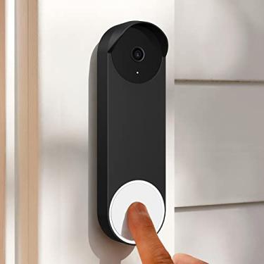 Imagem de PUUUCI Capa de silicone para Google Nest Hello Doorbell (bateria) 2021 - capa protetora à prova de intempéries para campainha de silicone (preto)