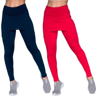 Imagem de KIT 2 Calça Legging Com Saia Fitness Serra e Mar Academia Tapa Bumbum Treino Suplex Moda Fitness-Feminino