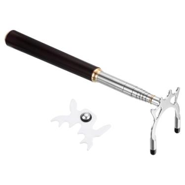 Imagem de PATIKIL Ponte retrátil para taco de bilhar, acessório de taco de sinuca de madeira com cabeça de ponte alta de metal removível para competição de mesa de sinuca, prata/branco