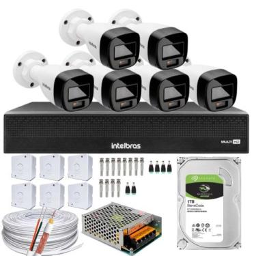 Imagem de Kit 6 Câmera 1220 FULL COLOR Intelbras DVR C/Hd 1tb