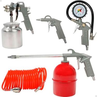 Imagem de Kit Pistola Pintura Automotiva com 5 Acessórios Compressor GT388 - Lorben