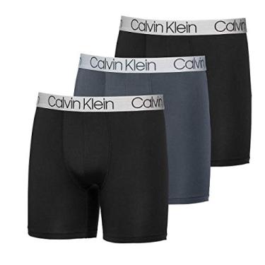 Imagem de Calvin Klein Cueca boxer masculina de microfibra, pacote com 3, preto/cinza/preto, G