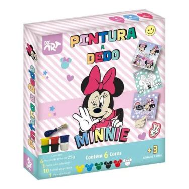 Imagem de Pintura A Dedo Minnie Mouse Tinta Pincel Infantil 18 Peças