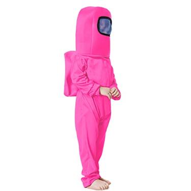 Imagem de Noucher Kids Astronaut Costume Game Space Suit Red Jumpsuit Halloween Backpack Cosplay Costumes for Boys Kids Girls Aged 3-10(Tag S(3-4T), Pink)