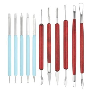 Imagem de YOKIVE 11 peças de ferramenta de escultura de argila de silicone, ferramentas de argila de polímero, ferramenta de modelagem de argila, ferramenta de pontilhamento, ótimo para pintura artesanal de