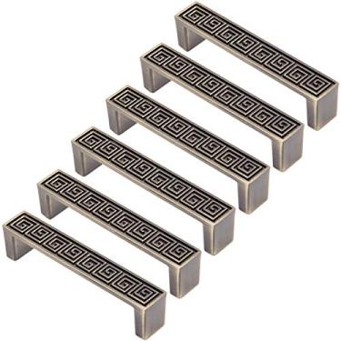 Imagem de Puxadores de gaveta retrô estilo chinês de liga de zinco para móveis de cozinha, armário de medicamentos, puxadores de gaveta (distância do furo 96 mm)