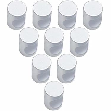 Imagem de Puxador redondo de porta de armário com furo único, 10 peças, puxador simples de cozinha, puxador de liga de alumínio, ferragens para móveis de gaveta de porta (altura prateada 21 mm)