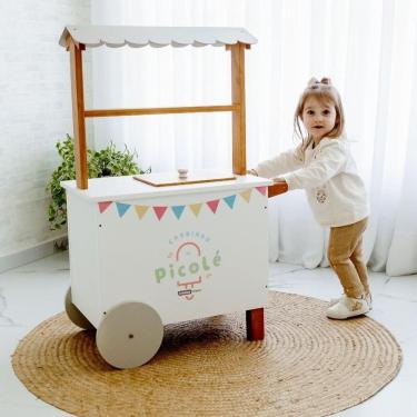 Imagem de Carrinho de Picolé de Brinquedo 65cm X 37cm X 100cm Cinza