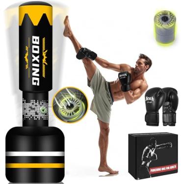 Imagem de Saco de pancadas atualizado para adultos com bomba de ar embutida automática, saco pesado de 169 cm, com luvas de 340 g, saco de chute para treinamento, MMA Muay Thai, fitness, kickboxing, academia em
