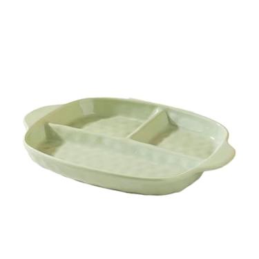 Imagem de Placa divisória de cerâmica estilo nórdico, utensílios de mesa redondos estilo creme doméstico - placa divisória de orelha dupla redonda