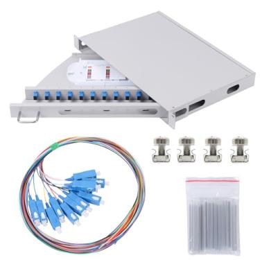 Imagem de Duogalia Caixa de montagem em rack SC-UPC 12 Simplex de 12 portas com bandeja de emenda (tipo giratório, com tranças de fibra e acopladores) serve para armário de rack de 48 cm