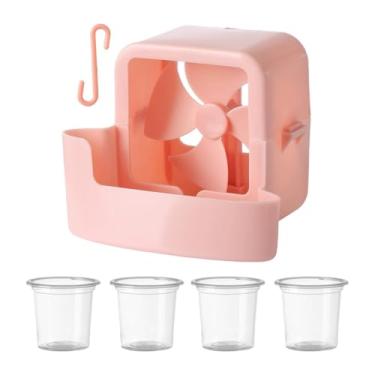 Imagem de FLCPJGV Ventilador de gelo portátil com gancho, ventilador de agitação silencioso, resfriamento rápido, adicione cubos de gelo para mesa, quarto, escritório, Rosa