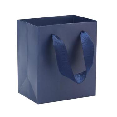 Imagem de QIELSER Sacos de presente a granel, azul marinho com alças para lembrancinhas de festa, aniversário para meninos e homens, chás de bebê (azul marinho, 24 peças - 10 x 7 x 11 cm)