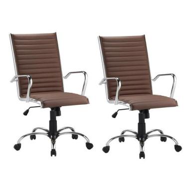 Imagem de Kit 2 Cadeiras Escritório Giratória Terracota Presidente Cro - Alezzi