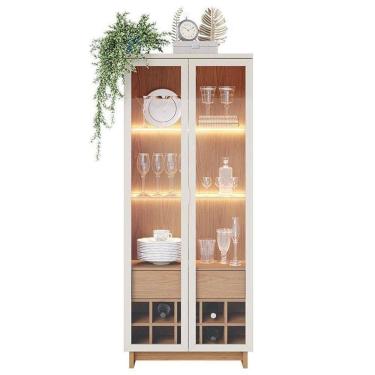 Imagem de Cristaleira Guanabara 2 Portas De Vidro Com Adega Off White-freijó - Pr Móveis Off Whit...