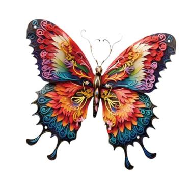 Imagem de IEUDNS Arte de parede de borboleta de ferro, enfeite de cerca de jardim, fácil de instalar, adereços de festa modernos, decoração pendurada, escultura de