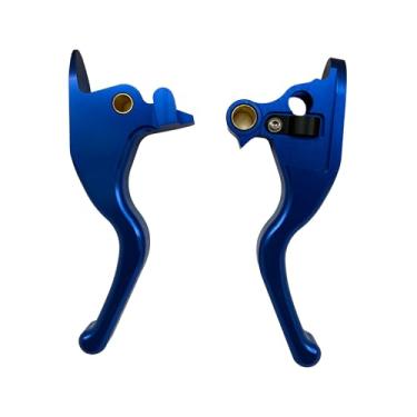 Imagem de COKTNNI Alavanca de freio de embreagem de 3 dedos para motocicleta CNC alavanca de freio de embreagem de mão curta adequada para Harley Low Rider/S Softail Sport Glide Street Bob 2015-2024 (azul)