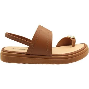 Imagem de Sandália Plataforma Mississipi Tira Larga Ornamento Feminino, Marrom, 