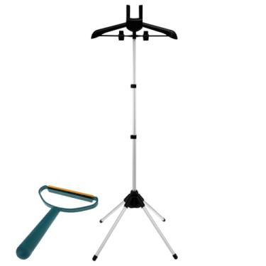 Imagem de Suporte para vaporizador, suporte telescópico para vaporizador, cabide dobrável para vaporizador, suporte portátil de ferro a vapor, suporte portátil para vaporizador de roupas com removedor de fiapos