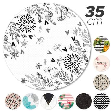 Imagem de Kit 2 Peças Jogo Americano Base Redonda Mdf Sousplat Floral