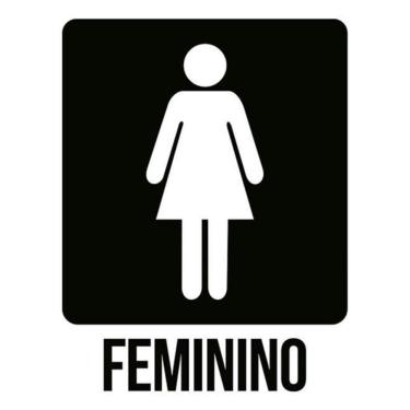 Imagem de Kit 3 Placas Banheiro Feminino Preta Ícone 36X46