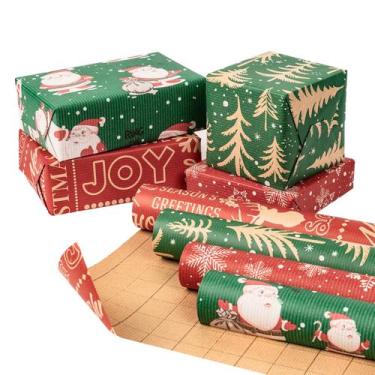 Imagem de Embrulho de presente RUSPEPA Kraft Paper 43x3 m 4 rolos de Natal
