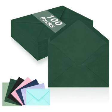Imagem de Pacote LIKAJON, pacote com 100 envelopes A7, verde escuro, 13x18 cm