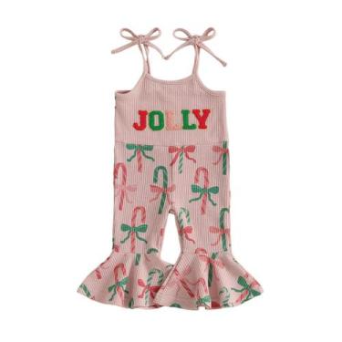 Imagem de Roupa de peça única, macacão Rarjuiey Toddler Girl Candy Cane