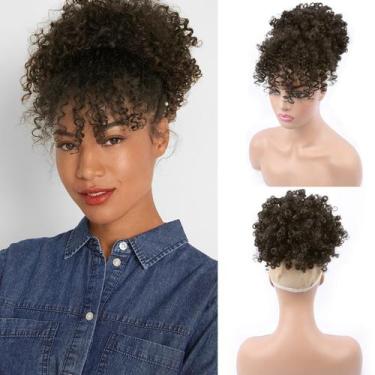 Imagem de Rabo de cavalo Afro Puff com cordão e franja ENTRANCED STYLES 2B