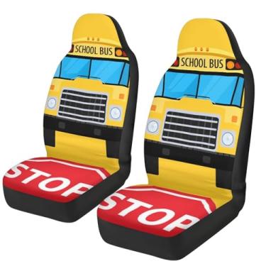 Imagem de gearider Capa de assento de carro de ônibus escolar conjunto frontal apenas capas de assento dianteiras respiráveis acessórios interiores de automóveis decoração adequada para SUV Sedan Truck
