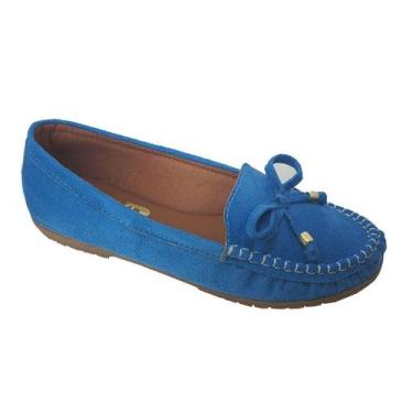 Imagem de Sapatilha Mocassim Feminino Costurado À Mão Moda Pé 2, 38, Azulpiscina