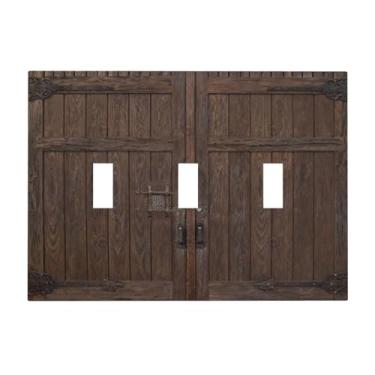 Imagem de SgEdao Placa decorativa para interruptor de luz, porta de celeiro de madeira antiga em estilo rústico de casa de fazenda 3 placas de parede para tomadas elétricas, capas de placa de interruptor triplo