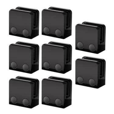 Imagem de Braçadeira de vidro - Aço inoxidável 304 Flat Back Square 1/10.2 cm-3/20.3 cm (6 mm-10 mm) Suporte de clipe de grade de vidro temperado polido para balaustrada, corrimão (8 pacotes, revestimento em pó