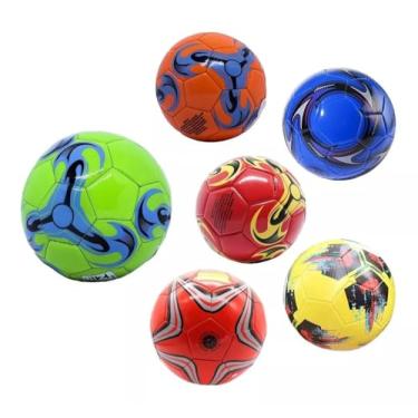 Imagem de 5 Mini Bolas de Futebol Tamanho N2 Couro Sintético Colorida Envio Sortido Brinquedo Infantil