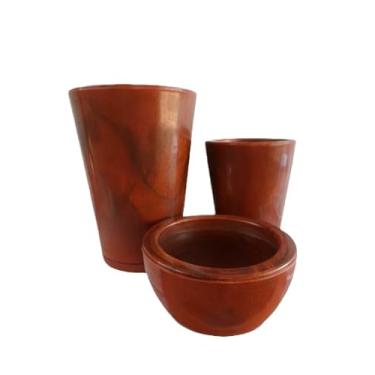 Imagem de Vasos para Plantas Decorativos Luxo Polietileno com Prato | Planta, Jardim, Casa vaso de planta Design de Luxo para Decorar Casa, Sala, Escritório e Varanda(Marrom)