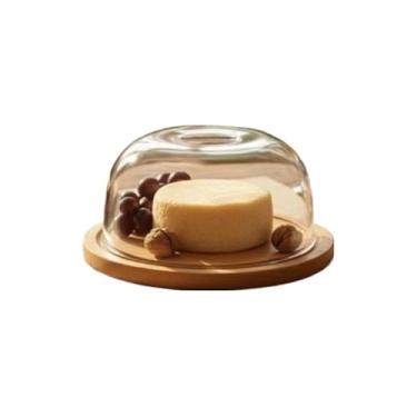 Imagem de Boleira e Queijeira 2 em 1 Frios Acrílico Transparente com Base Bambu Premium 28cm(QUEIJEIRA)