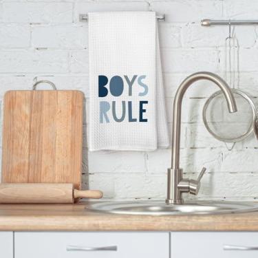 Imagem de Toalhas de mão infantis, boho azul marinho meninos regras toalhas de mão para decoração de banheiro, decoração de banheiro infantil, 40 x 61 centímetros