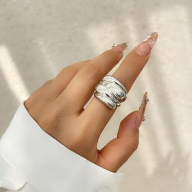 Imagem de Chunky Gold Ring Women Irregular Winding Metal Textured Fashion Jewelry Statement