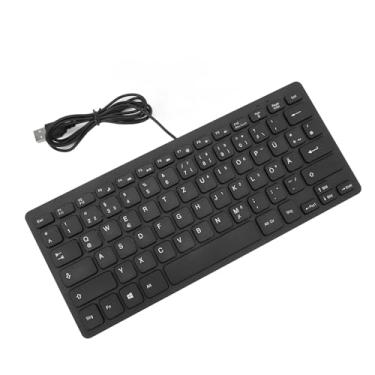 Imagem de Generic Teclado Ultrafino Bilíngue Em Inglês Com 78 Teclas para Máxima Produtividade, Teclado Compacto Com Fio USB Plug and Play para Uso Doméstico e No Escritório (Layout QWETZ alemão)