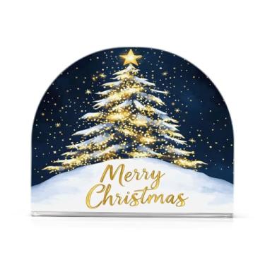 Imagem de xigua Porta-guardanapos de árvore de Natal para mesas, porta-guardanapos de papel de placa acrílica elegante, dispensador de papel de seda independente moderno para jantar, sala de estar, festa128