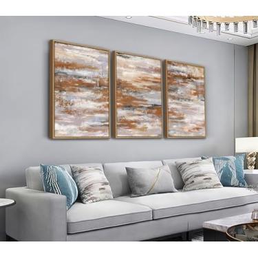 Imagem de Shoci Arte de parede abstrata neutra emoldurada grande moderna marrom cinza preto arte em tela boia natural emoldurada contemporânea impressões de graffiti colorido decoração para sala de estar quarto