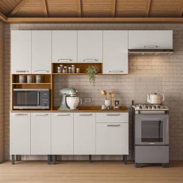 Imagem de Armário De Cozinha Completa 254cm Vegas Off White Madeira Itatiaia