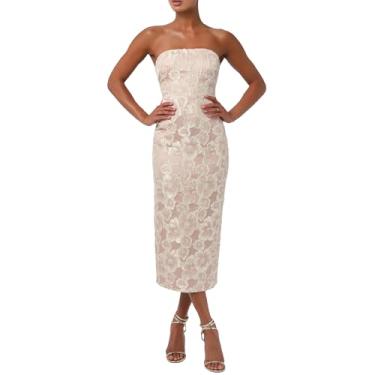 Imagem de Lulus Vestido midi sem alças Isla feminino, Champanhe, G