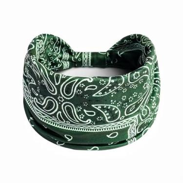 Imagem de Kit 2 Faixas de Testa Esportivas Unissex Preto e Branco | Testeira Antissuor para Academia, Corrida e Tênis(verde militar)