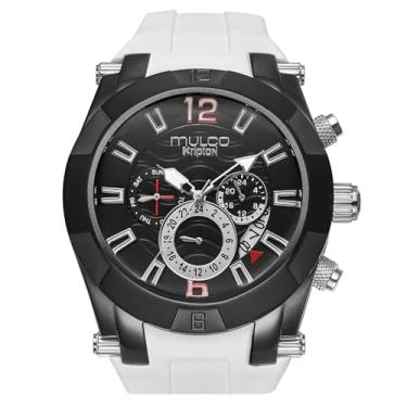 Imagem de MULCO Relógios masculinos – Kripton Viper - caixa de aço inoxidável de 46 mm, preto com pulseira de silicone, movimento multifuncional de quartzo para dia e data, mostrador analógico - detalhes em