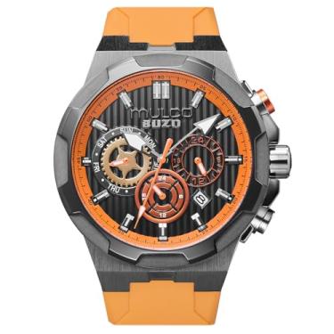 Imagem de MULCO Relógio de pulso masculino Buzo Atlantis, caixa de aço inoxidável, 46 mm, pulseira de silicone preta, movimento multifunções de quartzo, Miyota JP25, 10 ATM, impermeável, mostrador grande