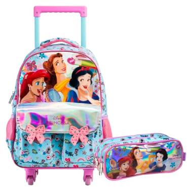 Imagem de Mochila Rodinha Princesas Estojo Triplo Escola Xeryus