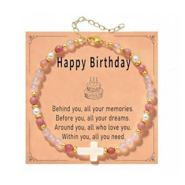 Imagem de Embtrem Pulseira de cruz cristã para mulheres, confirmação de batismo, Páscoa, religiosa, presente para amigos, filha, mãe, irmã em Cristo, aniversário, Large, Sem Pedra Preciosa